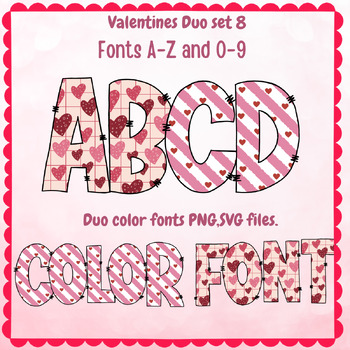 Preview of Valentine font A-Z ,0-9  PNG SVG ,Duo set 8