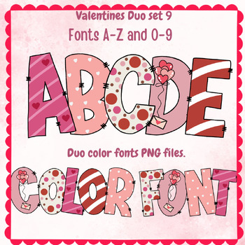 Preview of Valentine font A-Z ,0-9  PNG SVG ,Duo set 9