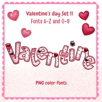 Preview of Valentine font A-Z ,0-9 PNG color so cute set 11