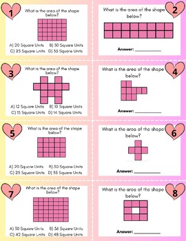 Preview of Valentine's 3rd Grade Area Math
