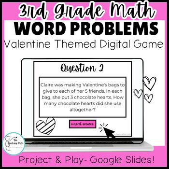 Preview of Valentine's Day Math Review Game! Multiplication & Division Word Problems!