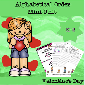 Preview of Valentine's ABC Order (Alphabetical) Worksheets, Posters, and Visual Aids Unit