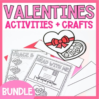 Preview of Valentine's Activities & Crafts for Preschool Kindergarten Worksheet *BUNDLE*
