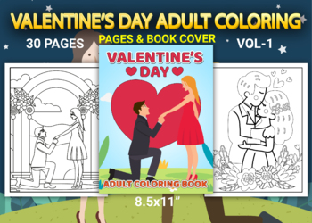 Preview of Valentine’s Adult Coloring Pages With book Cover Vol-1