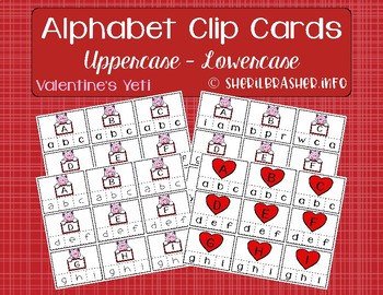 Preview of Valentine's Alphabet Recognition Clip Cards | Uppercase - Lowercase | Matching