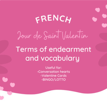 French la Saint Valentin/Valentine's Day game of LOTO/BINGO