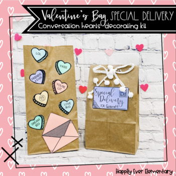 Preview of Valentine's Bag Special Delivery | Conversation Hearts Craft