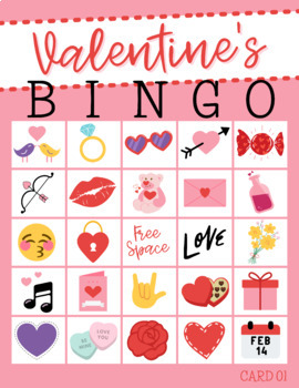 Valentine's Bingo Game - 30 Unique Bingo Cards + Calling Cards Included