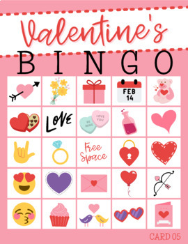 Valentine's Bingo Game - 30 unique Bingo cards + calling cards included