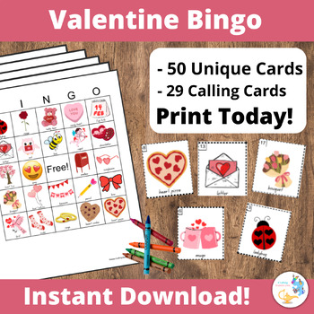 Valentine's Bingo Printable - 30 Unique Valentine Bingo Cards | TpT