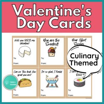 Preview of Valentines Cards - Food Themed for Staff and Students