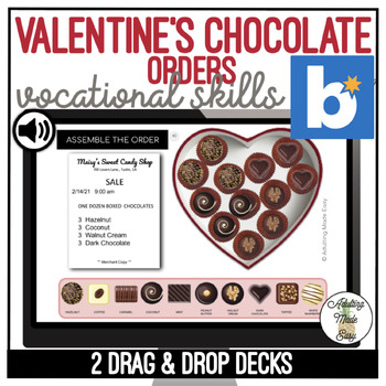 Preview of Valentine's Chocolate Box Orders Drag & Drop Boom Cards