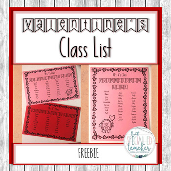 Preview of Valentine's Class List - FREEBIE