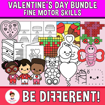 Preview of Valentine's Day Clipart Bundle Fine Motor Skills Pencil Control February