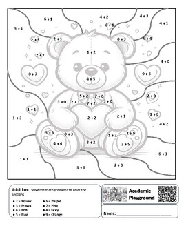 Preview of Valentine's Coloring Worksheet (Addition 0 to 10)