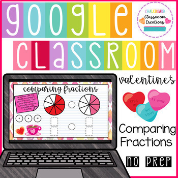 Preview of Valentine's Comparing Fractions for Google Classroom