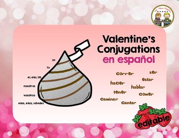 Preview of Valentine's Conjugations Spanish Editable
