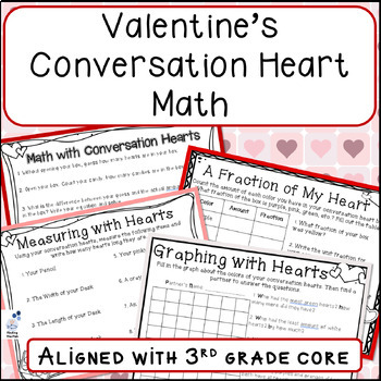 Preview of Valentine's Conversation Hearts Math: Fractions, Measurement, Graphs, Rounding