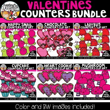 Preview of Valentine's Counter Clipart Bundle {Valentine's Counting Clipart}