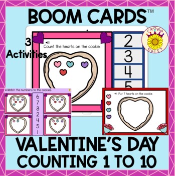 Preview of Valentine's Day Counting 1 to 10 Counting Hearts Boom Cards™