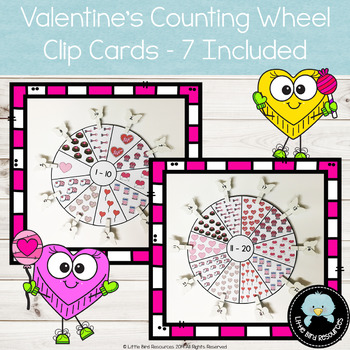 Preview of Valentine's Counting Wheel Clip Cards for Numbers 1 - 20