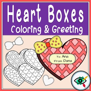 Preview of Valentine's Day Craft Activity - Heart Coloring Cards Template