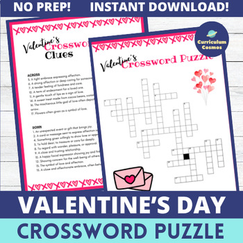 Preview of Valentine's Crossword Puzzle for Teachers, Staff, and Students