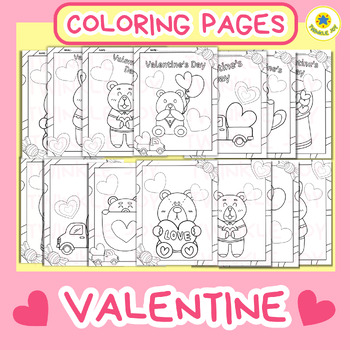 Preview of Valentine’s Cutie Coloring Pages | Bear | Candy | Heart | Love