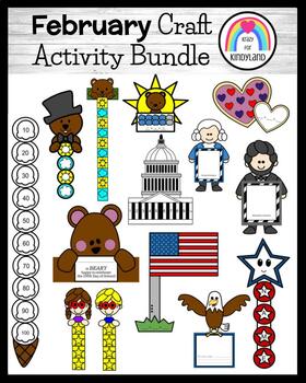 Preview of Valentine's Day, 100th Day, Presidents Crafts - February Activities MEGA Bundle