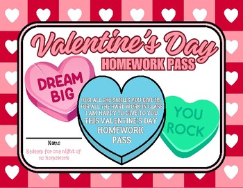 Preview of Valentine's Day Homework Pass