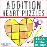 Addition Heart Puzzles: Valentines Day Activity, Craft, or