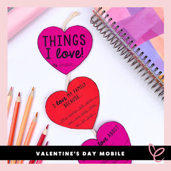 Preview of Valentine's Day Mobile | Valentines Day Bulletin Board | Valentines Day Craft