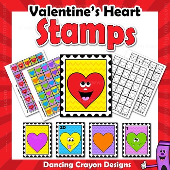 Valentine's Day Clip Art, Heart Stamps for Classroom Mail