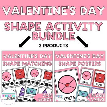 Preview of Valentine's Day 2D Shape Activity Bundle | Preschool Math Activity