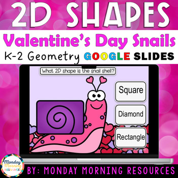 Preview of Valentine's Day 2D Shape Activity- Valentine's Day Snails - Math Google Slides