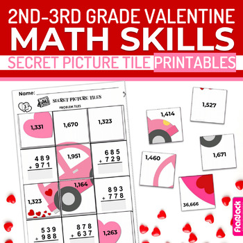 Preview of Valentine's Day 2nd-3rd Math Skills Secret Picture Tile Printables