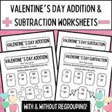 Valentine's Day 3-Digit Addition & Subtraction Worksheets 
