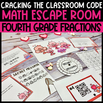 Preview of Valentine's Day 4th Grade Math Escape Room Breakout Game Activity