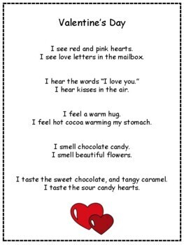 Valentine's Day: 5 Senses Poem by Meaningful Teaching | TPT