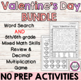 Valentine's Day 5th 6th Grade Mixed Math Skills with Game 
