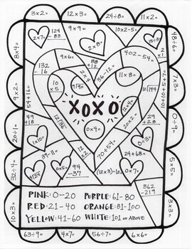 Preview of Valentine's Day 6 pg Packet- Pictograph/Math Sheet/Word search/Coloring Etc