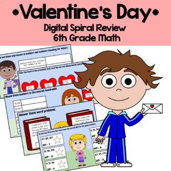 Preview of Valentine's Day 6th Grade Decimals Multiplication Google Slides | Math Facts
