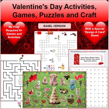 Preview of Valentine's Day 8+ Digital Activities, Games, Puzzles & Craft: No Prep