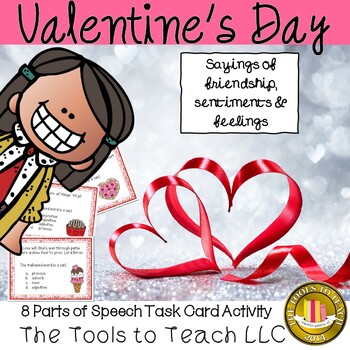 Preview of Valentine's Day 8 Parts of Speech Grammar Task Cards Activity No Prep