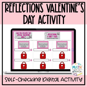 Preview of 8th Grade Valentine's Day Math Reflections Activity-Digital Escape Worksheet