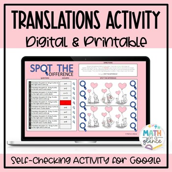 Preview of 8th Grade Valentine's Day Math Translations Activity-Digital Activity