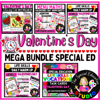 Preview of Valentine's Day ACTIVITIES BUNDLE Special Education Differentiated LIFE SKILLS