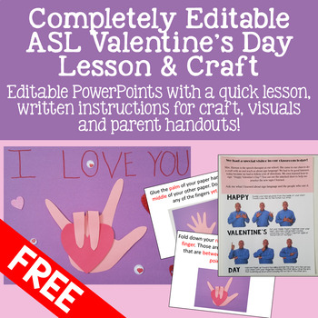 Preview of Valentine's Day ASL Lesson and Craft Freebie