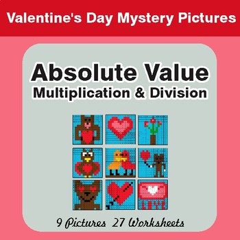 Valentine's Day: Absolute Value - Multiplication & Division -  Math Mystery Pictures