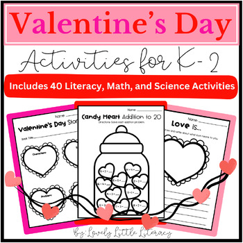 Preview of Valentine's Day Activities for Kindergarten, First Grade, and Second Grade